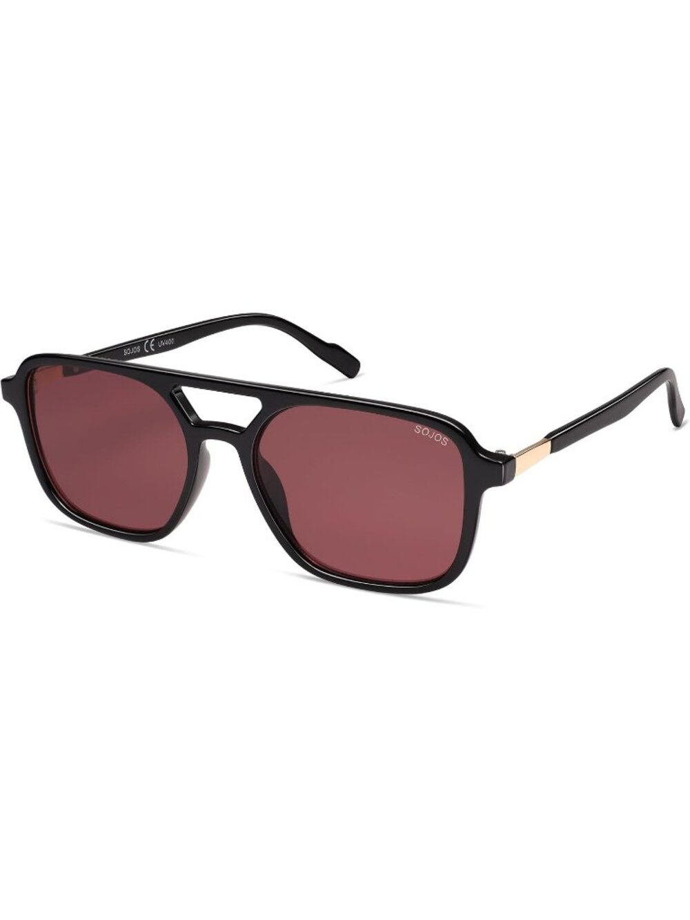 Women's Black/Red Y2K Retro Aviator Rectangle Shades UV400 Sunglasses